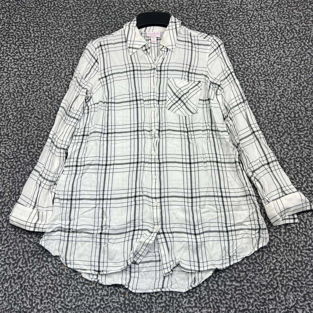 Isabel Maternity by Ingrid & Isabel Button Up Shirt Women XS White Plaid Rayon